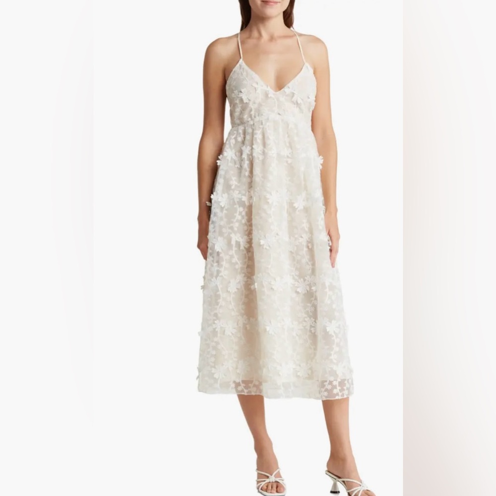 Lush Floral Lace Midi Dress